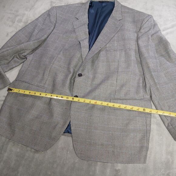 Samuelsohn Mens 52R Cashmere Sport Coat Blazer Jacket Gray Houndstooth Plaid - Picture 9 of 11